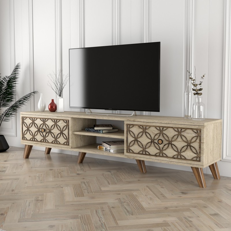 TV Stand Class - Travertine Travertine
