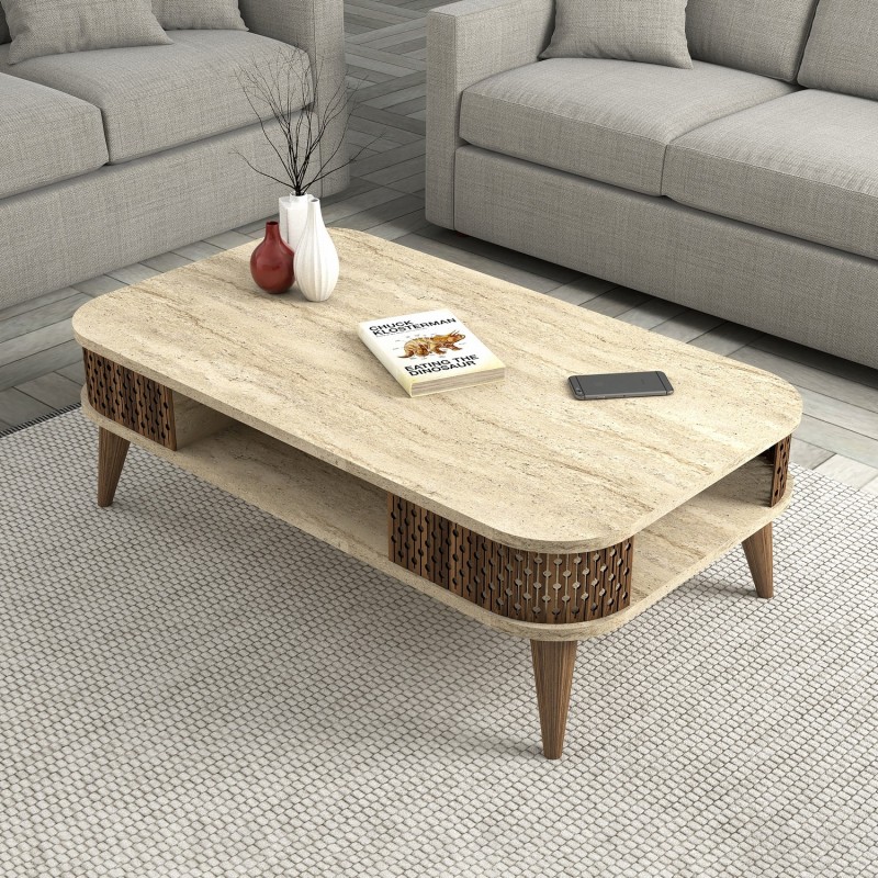 Coffee Table Eylul - Travertine Travertine