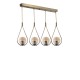 Opviq Chandelier Damla 4 Lü Sıralı Bal Camlı Eskitme Sarkıt Copper