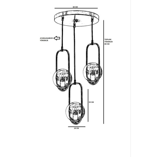 Opviq Chandelier Ahu 3 Lü Tepsili Beyaz Camlı Eskitme Sarkıt White
Copper