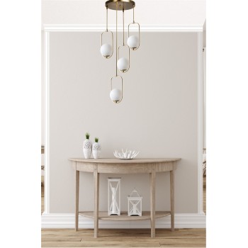 Chandelier Ahu 4 Lü Tepsili Beyaz Camlı Eskitme Sarkıt White
Copper
