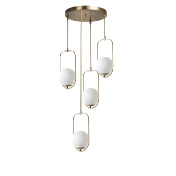 Chandelier Ahu 4 Lü Tepsili Beyaz Camlı Eskitme Sarkıt White
Copper