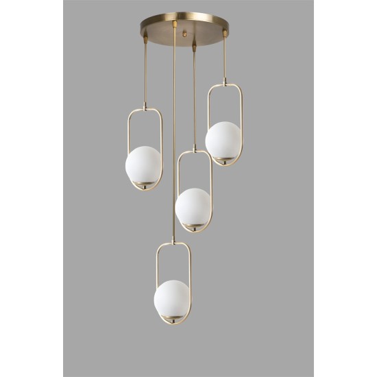 Opviq Chandelier Ahu 4 Lü Tepsili Beyaz Camlı Eskitme Sarkıt White
Copper
