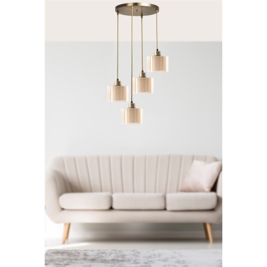 Chandelier Yeni Sahra 4 Lü Tepsili Eskitme Sarkıt Copper Opviq Chandelier Yeni Sahra 4 Lü Tepsili Eskitme Sarkıt Copper