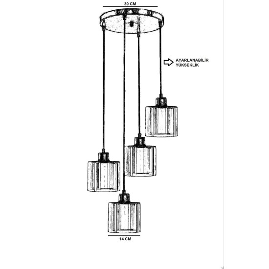 Chandelier Yeni Sahra 4 Lü Tepsili Eskitme Sarkıt Copper Opviq Chandelier Yeni Sahra 4 Lü Tepsili Eskitme Sarkıt Copper