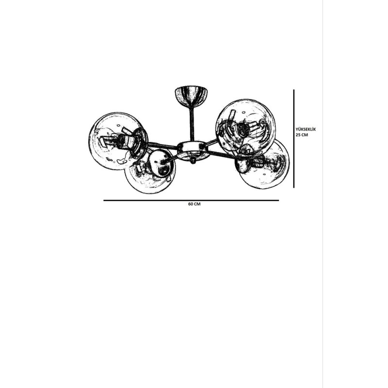 Opviq Chandelier Venüs 4 Lü Beyaz Camlı Avize White