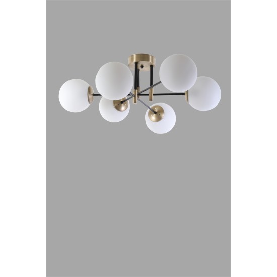 Chandelier Dolunay 6 Lı Eskitme Beyaz Camlı Avize White Opviq Chandelier Dolunay 6 Lı Eskitme Beyaz Camlı Avize White