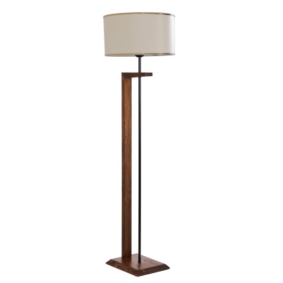 Opviq Floor Lamp Menekşe Ceviz Lambader Silindir Finli Krem Erkametli Walnut