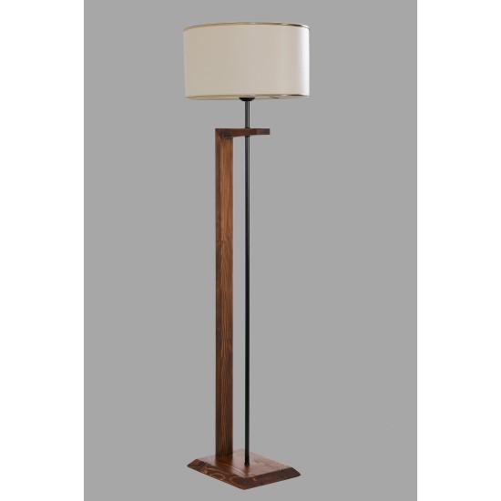 Opviq Floor Lamp Menekşe Ceviz Lambader Silindir Finli Krem Erkametli Walnut