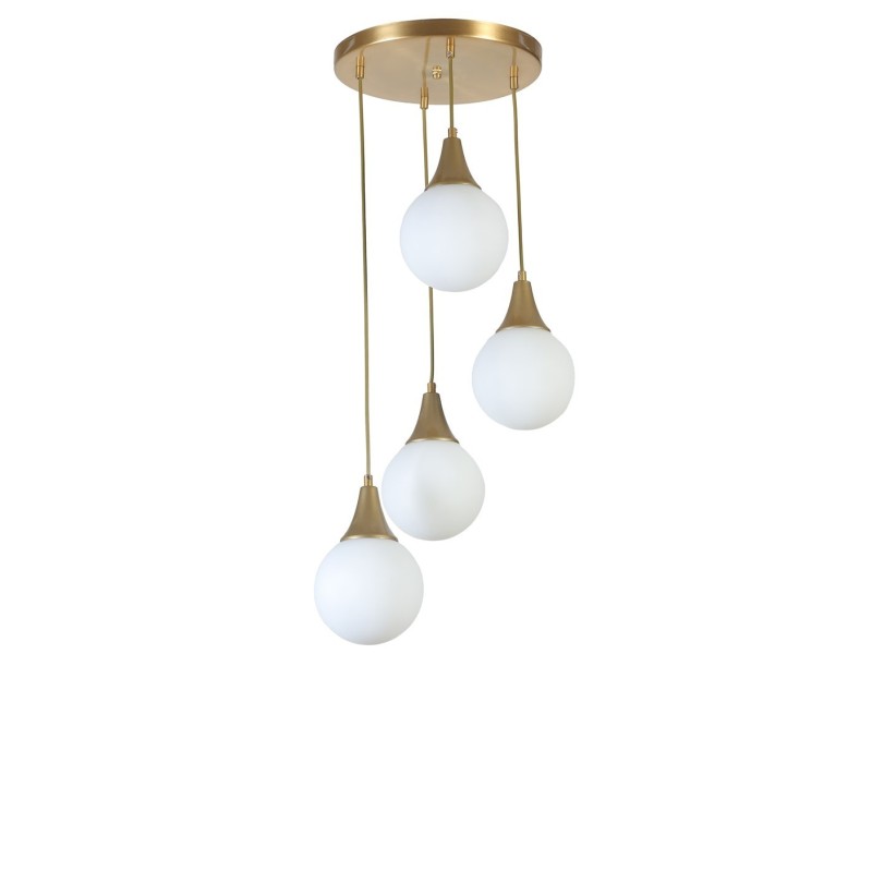 Opviq Chandelier Afra 4 Lü Tepsili Eskitme Beyaz Camlı Sarkıt White
Gold