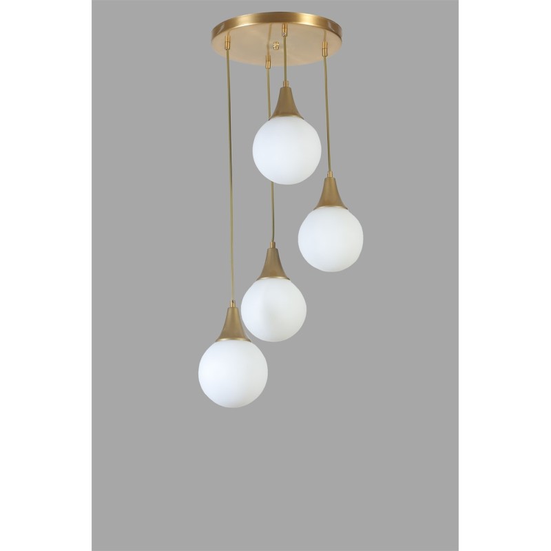 Opviq Chandelier Afra 4 Lü Tepsili Eskitme Beyaz Camlı Sarkıt White
Gold