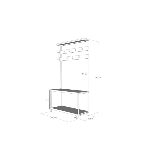 Hanah Home Hall Stand Girne Black
Pine