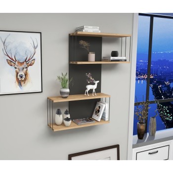 Wall Shelf Destan - Anthracite, Pine Anthracite
Oak