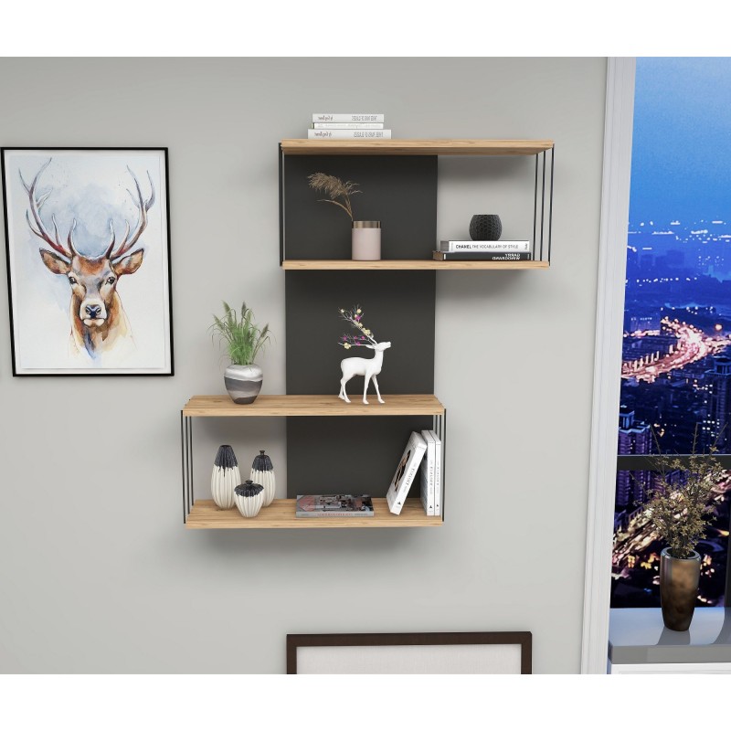 Hanah Home Wall Shelf Destan - Anthracite, Pine Anthracite
Oak