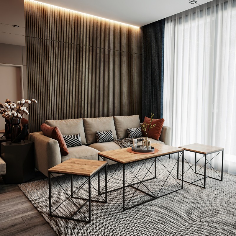 Hanah Home Coffee Table Set Defne - Atlantic Pine Atlantic Pine
Black