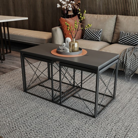 Coffee Table Set Defne - Anthracite Anthracite
Black Hanah Home Coffee Table Set Defne - Anthracite Anthracite
Black