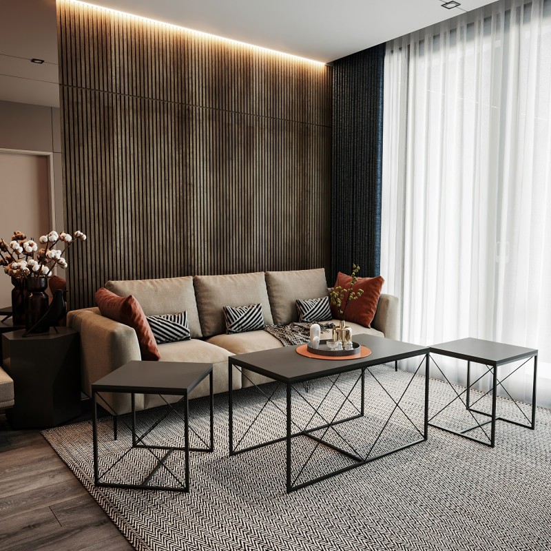 Hanah Home Coffee Table Set Defne - Anthracite Anthracite
Black