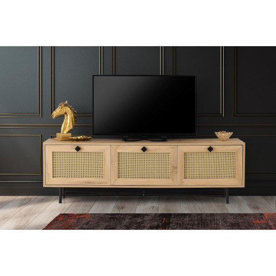 Έπιπλο Τηλεόρασης Alcazar 180x40x60εκ- Δρυς Μαύρο