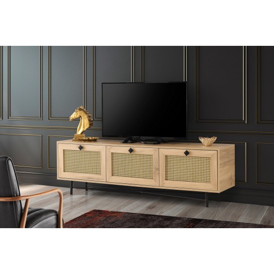 Έπιπλο Τηλεόρασης Alcazar 180x40x60εκ- Δρυς Μαύρο