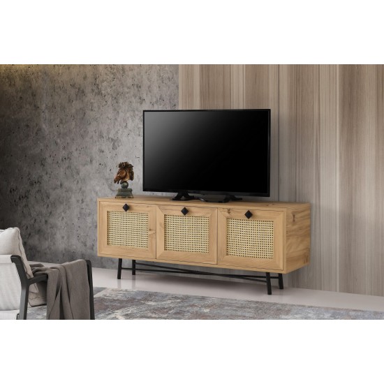 Έπιπλο Τηλεόρασης Alcazar 140 -140x40x60εκ - Δρυς  Black