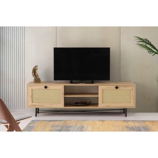 Έπιπλο Τηλεόρασης Begonya 180x40x60εκ - Χρώμα Δρυς Μαύρο Έπιπλο Τηλεόρασης Begonya 180x40x60εκ - Χρώμα Δρυς Μαύρο