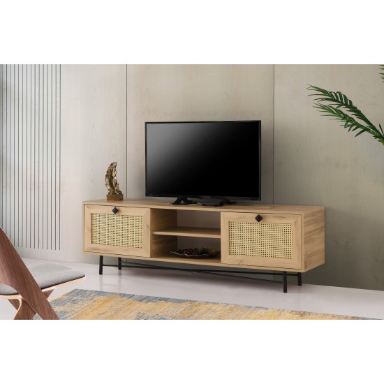 Έπιπλο Τηλεόρασης Begonya 180x40x60εκ - Χρώμα Δρυς Μαύρο Έπιπλο Τηλεόρασης Begonya 180x40x60εκ - Χρώμα Δρυς Μαύρο