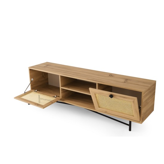 Έπιπλο Τηλεόρασης Begonya 180x40x60εκ - Χρώμα Δρυς Μαύρο Έπιπλο Τηλεόρασης Begonya 180x40x60εκ - Χρώμα Δρυς Μαύρο