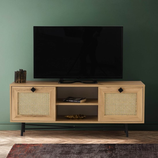 Έπιπλο Τηλεόρασης Begonya 140x40x60εκ - Χρώμα Μαύρο Δρυς