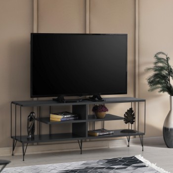 Έπιπλο Τηλεόρασης - Eze - Χρώμα Ανθρακί - 120x30x44,5εκ