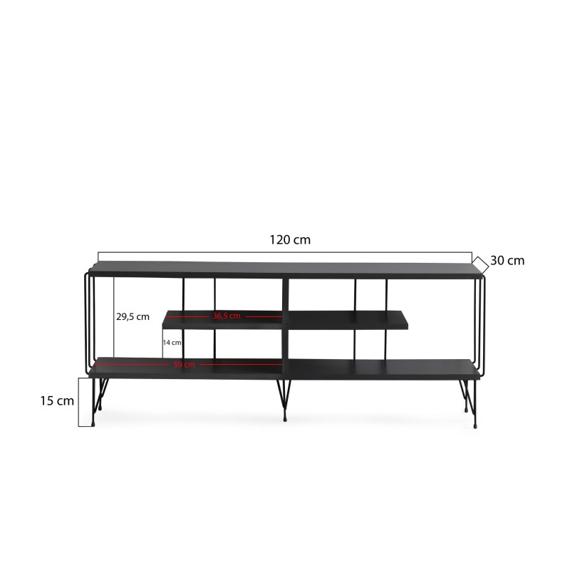 Έπιπλο Τηλεόρασης - Eze - Χρώμα Ανθρακί - 120x30x44,5εκ