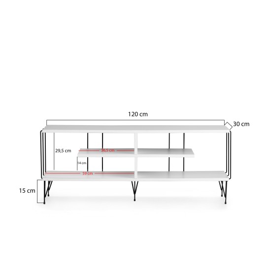 Έπιπλο Τηλεόρασης - Eze - Χρώμα Λευκό - 120x30x44,5εκ