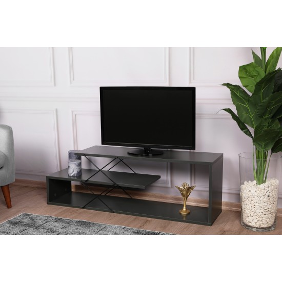 Έπιπλο Τηλεόρασης - Zigzag - Χρώμα Ανθρακί - 120x30x40εκ Έπιπλο Τηλεόρασης - Zigzag - Χρώμα Ανθρακί - 120x30x40εκ