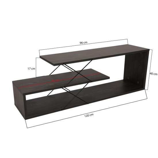 Έπιπλο Τηλεόρασης - Zigzag - Χρώμα Σκούρο Καφέ - 120x30x40εκ Έπιπλο Τηλεόρασης - Zigzag - Χρώμα Σκούρο Καφέ - 120x30x40εκ
