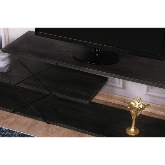 Έπιπλο Τηλεόρασης - Zigzag - Χρώμα Σκούρο Καφέ - 120x30x40εκ Έπιπλο Τηλεόρασης - Zigzag - Χρώμα Σκούρο Καφέ - 120x30x40εκ