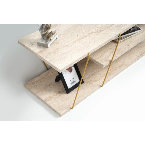 Έπιπλο Τηλεόρασης Canaz - Gold, Travertine - 120x30x33εκ Έπιπλο Τηλεόρασης Canaz - Gold, Travertine - 120x30x33εκ