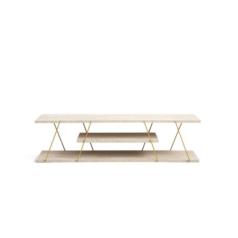 Έπιπλο Τηλεόρασης Canaz - Gold, Travertine - 120x30x33εκ