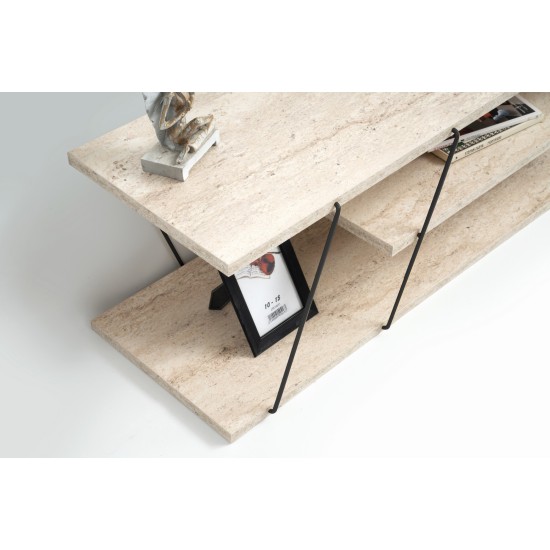 Έπιπλο Τηλεόρασης Canaz - Black, Travertine Μπεζ -120x30x33εκ Έπιπλο Τηλεόρασης Canaz - Black, Travertine Μπεζ -120x30x33εκ