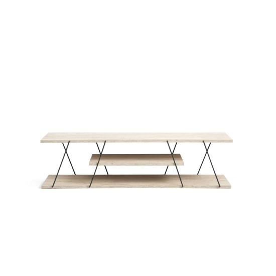 Έπιπλο Τηλεόρασης Canaz - Black, Travertine Μπεζ -120x30x33εκ Έπιπλο Τηλεόρασης Canaz - Black, Travertine Μπεζ -120x30x33εκ