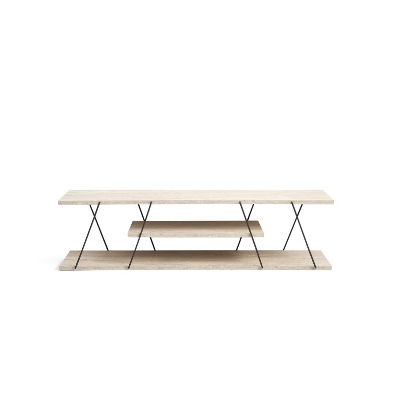 Έπιπλο Τηλεόρασης Canaz - Black, Travertine Μπεζ -120x30x33εκ