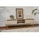 TV Stand Escape 180 - Gold, Travertine Travertine 
Gold