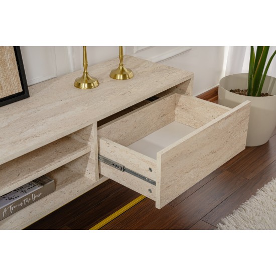 TV Stand Escape 180 - Gold, Travertine Travertine 
Gold