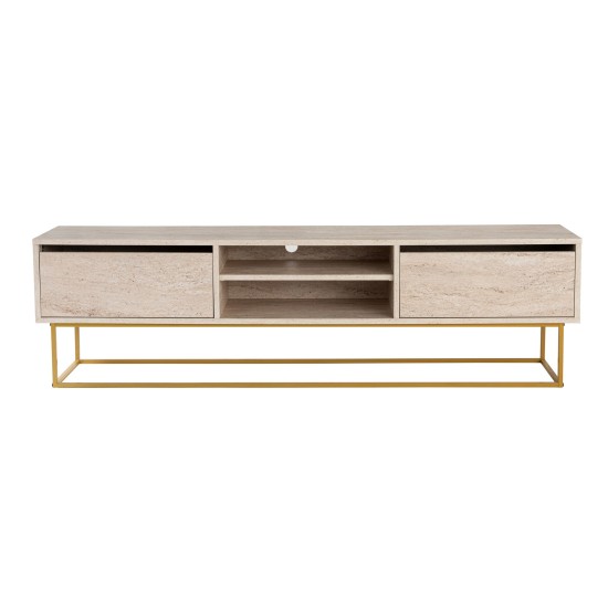 TV Stand Escape 180 - Gold, Travertine Travertine 
Gold