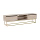 TV Stand Escape 180 - Gold, Travertine Travertine 
Gold