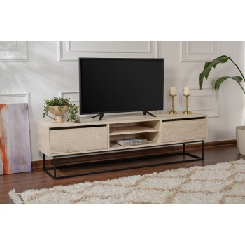 TV Stand Escape 180 -Black, Travertine Travertine Black