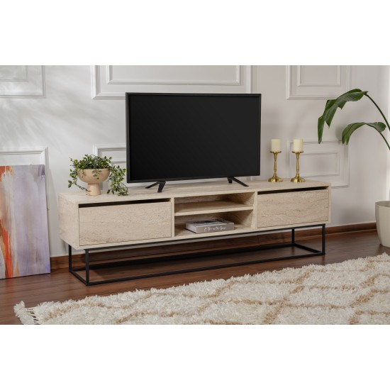 TV Stand Escape 180 -Black, Travertine Travertine Black TV Stand Escape 180 -Black, Travertine Travertine Black