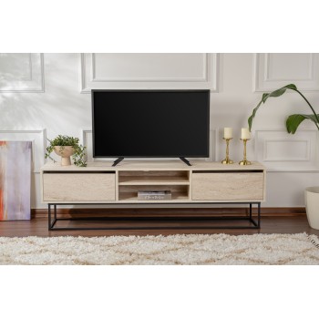 TV Stand Escape 180 -Black, Travertine Travertine Black