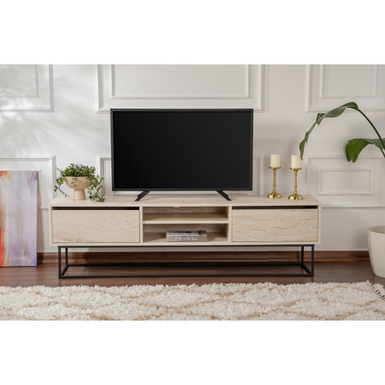 TV Stand Escape 180 -Black, Travertine Travertine Black TV Stand Escape 180 -Black, Travertine Travertine Black