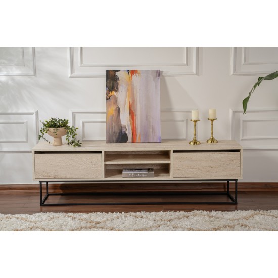 TV Stand Escape 180 -Black, Travertine Travertine Black TV Stand Escape 180 -Black, Travertine Travertine Black