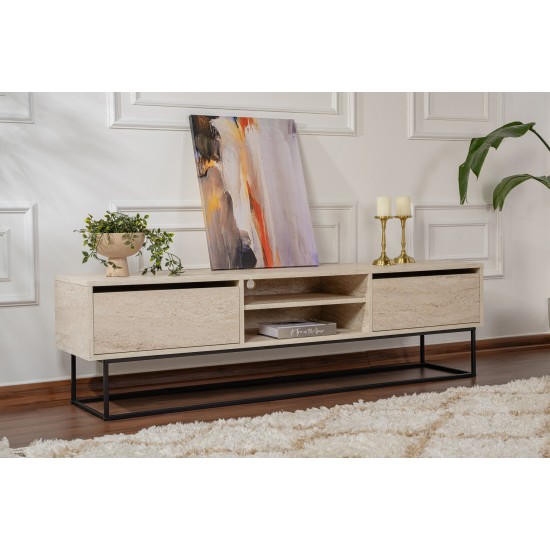 TV Stand Escape 180 -Black, Travertine Travertine Black TV Stand Escape 180 -Black, Travertine Travertine Black