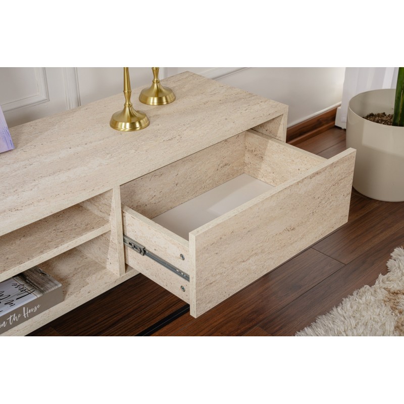 TV Stand Escape 180 -Black, Travertine Travertine Black